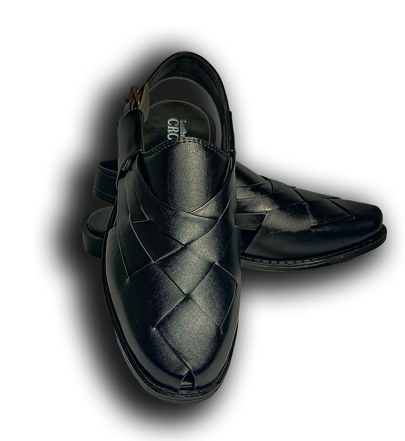 Black And Brown Woven Peshawri Chappal