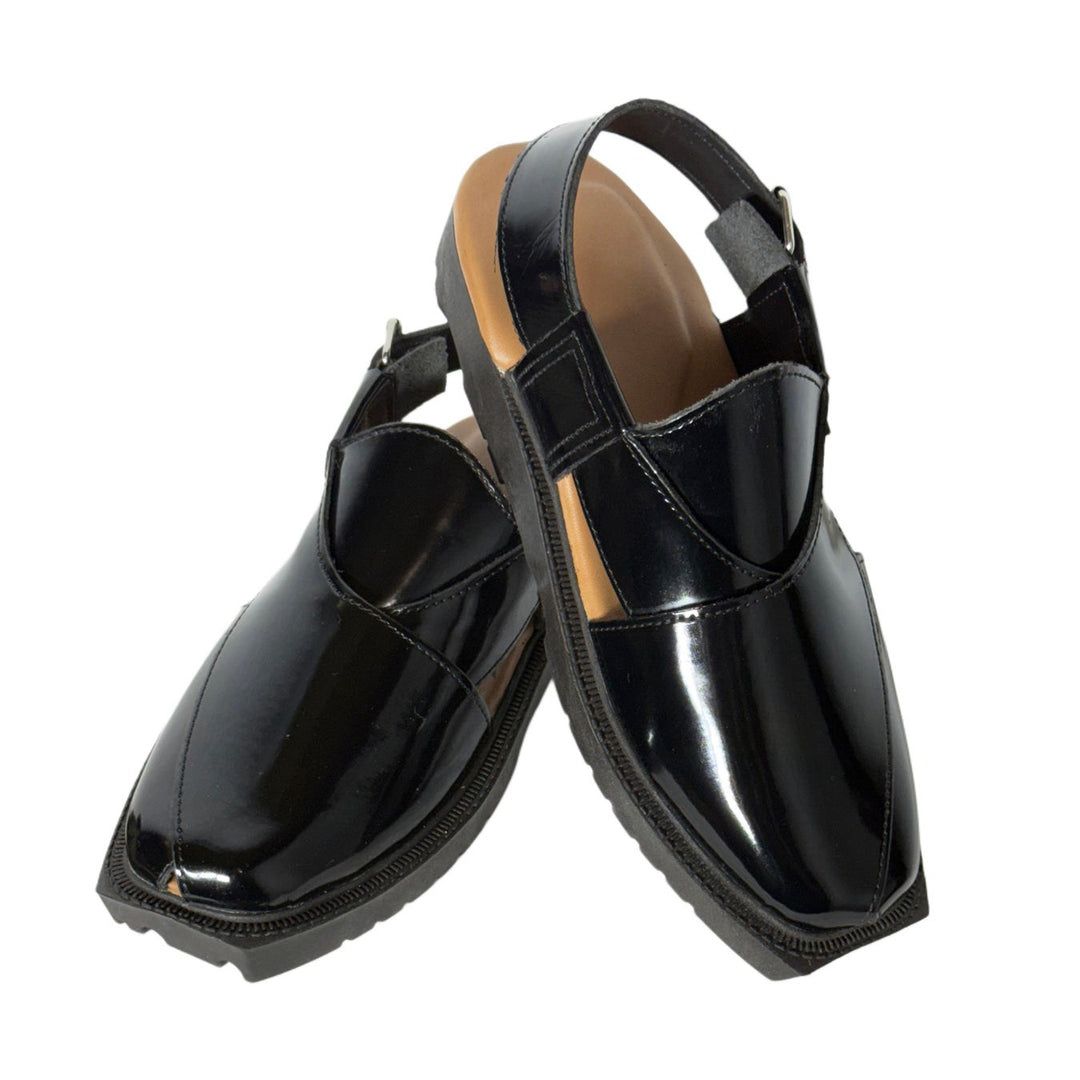 BLACK SHINY PESHAWRI CHAPPAL