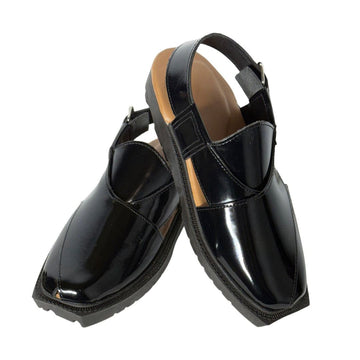 BLACK SHINY PESHAWRI CHAPPAL