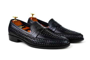 WOVEN LEATHER LOAFRES